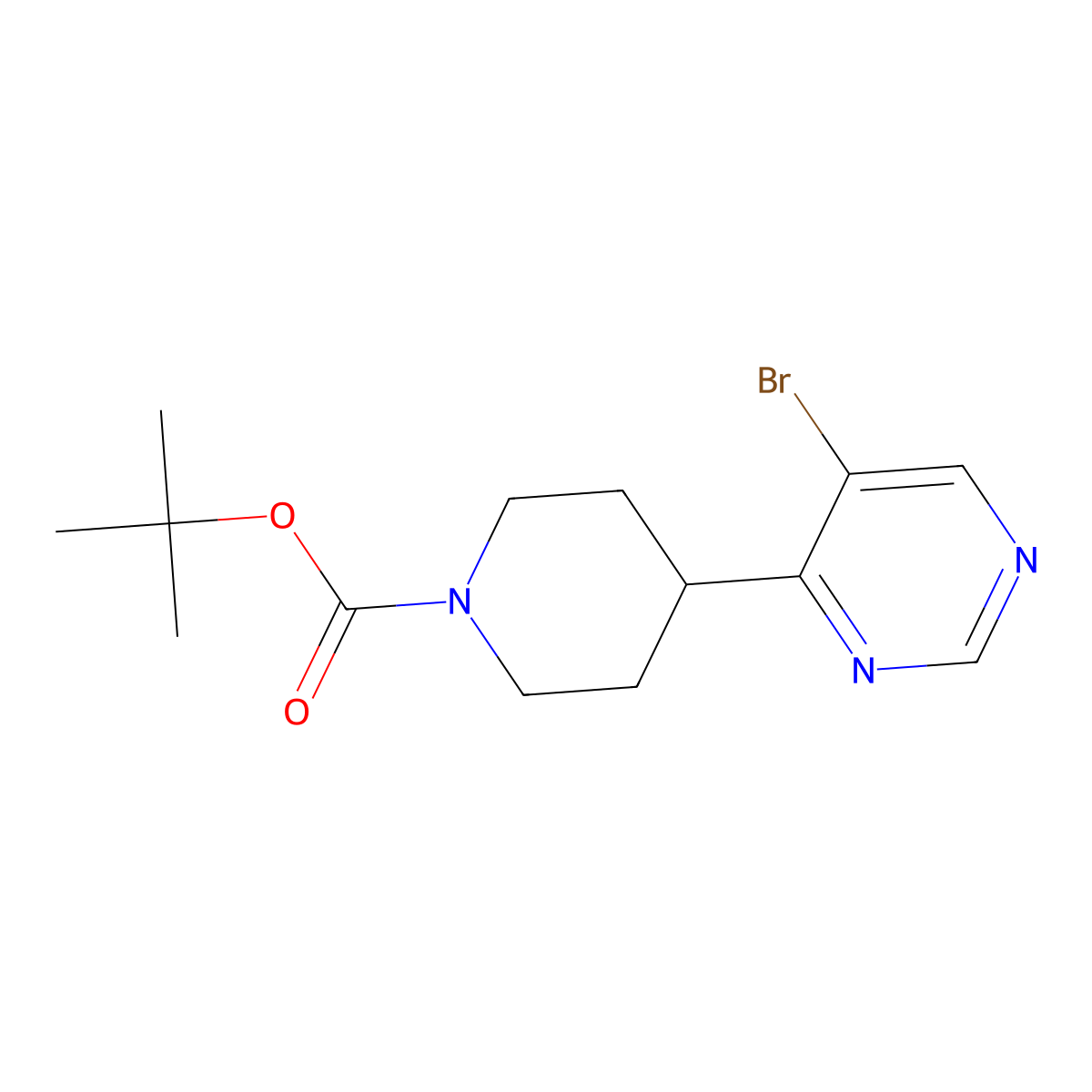 Tert-butyl 4-(5-bromopyrimidin-4-yl)piperidine-1-carboxylate molecular structure, CAS 2932440-00-9