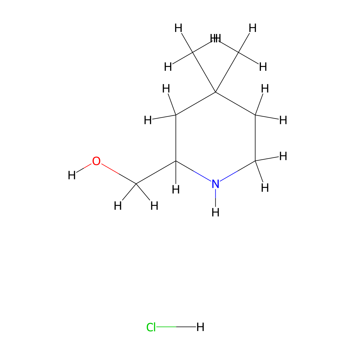 (4,4-Dimethylpiperidin-2-yl)methanol hydrochloride molecular structure, CAS 2932440-03-2
