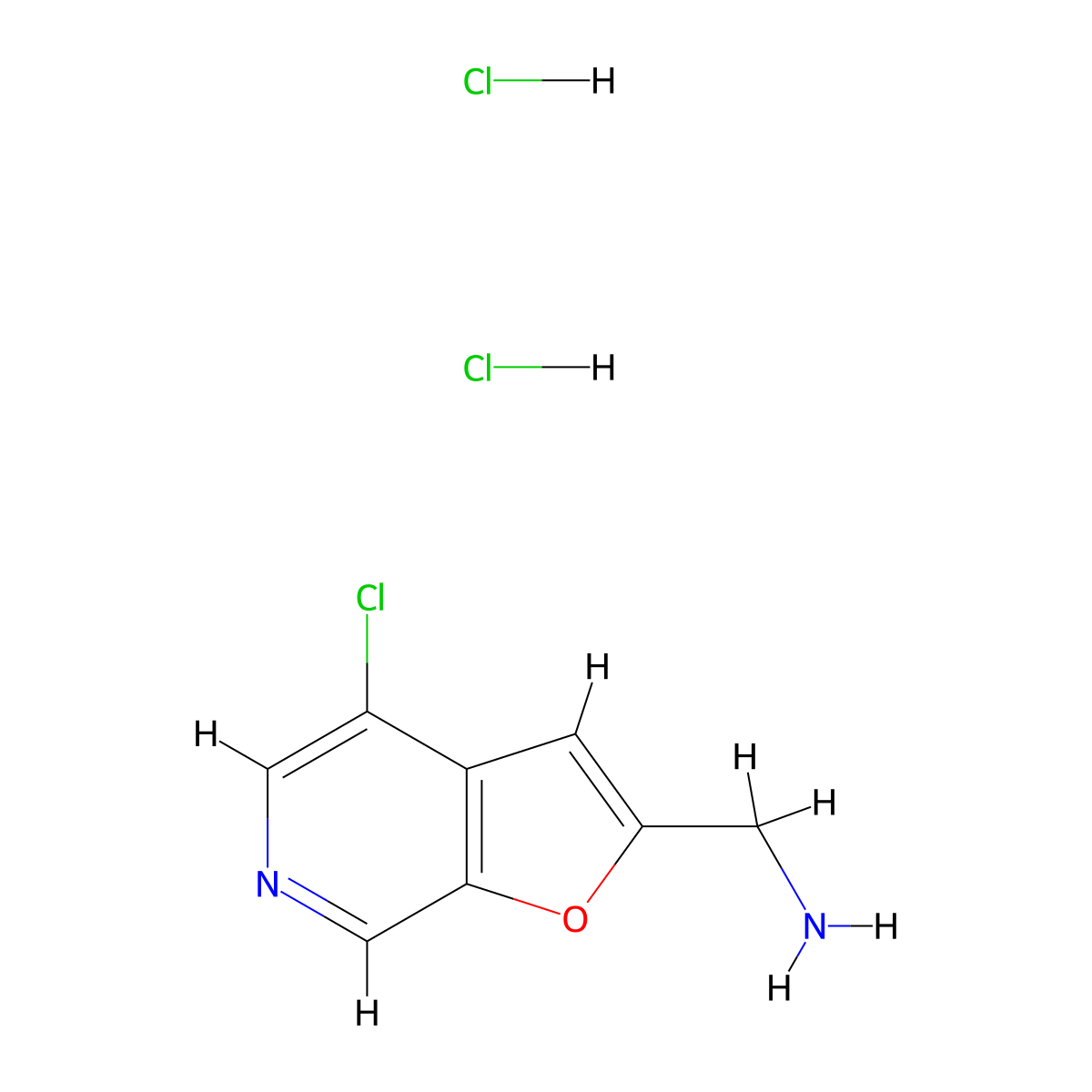 1-{4-Chlorofuro[2,3-c]pyridin-2-yl}methanamine dihydrochloride molecular structure, CAS 2932440-05-4