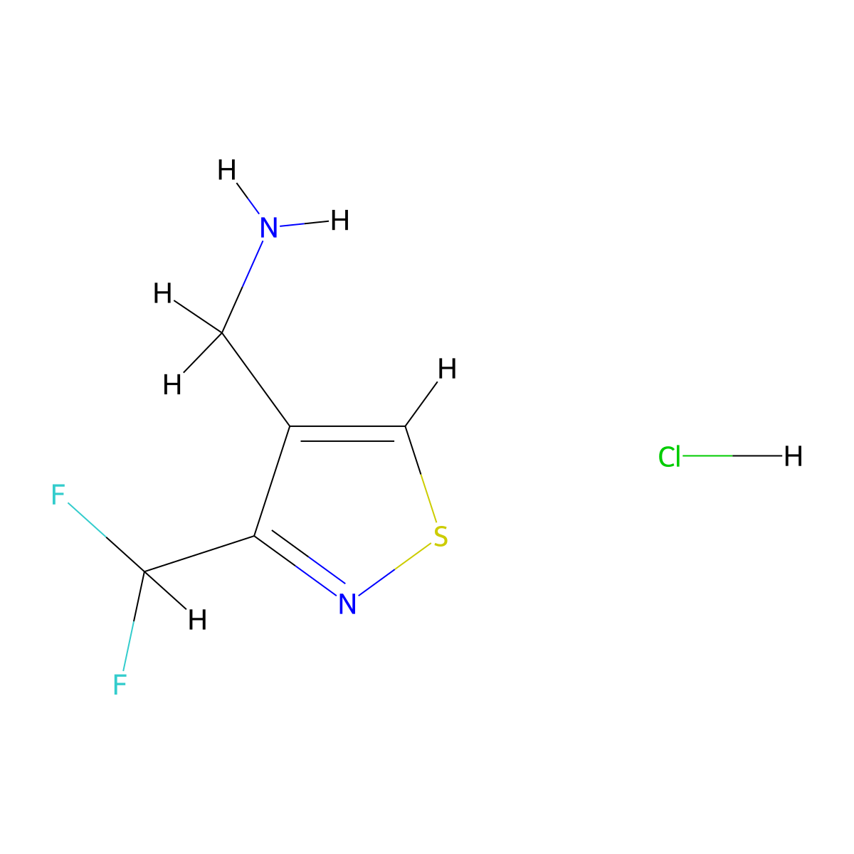 1-[3-(Difluoromethyl)-1,2-thiazol-4-yl]methanamine hydrochloride molecular structure, CAS 2932440-10-1