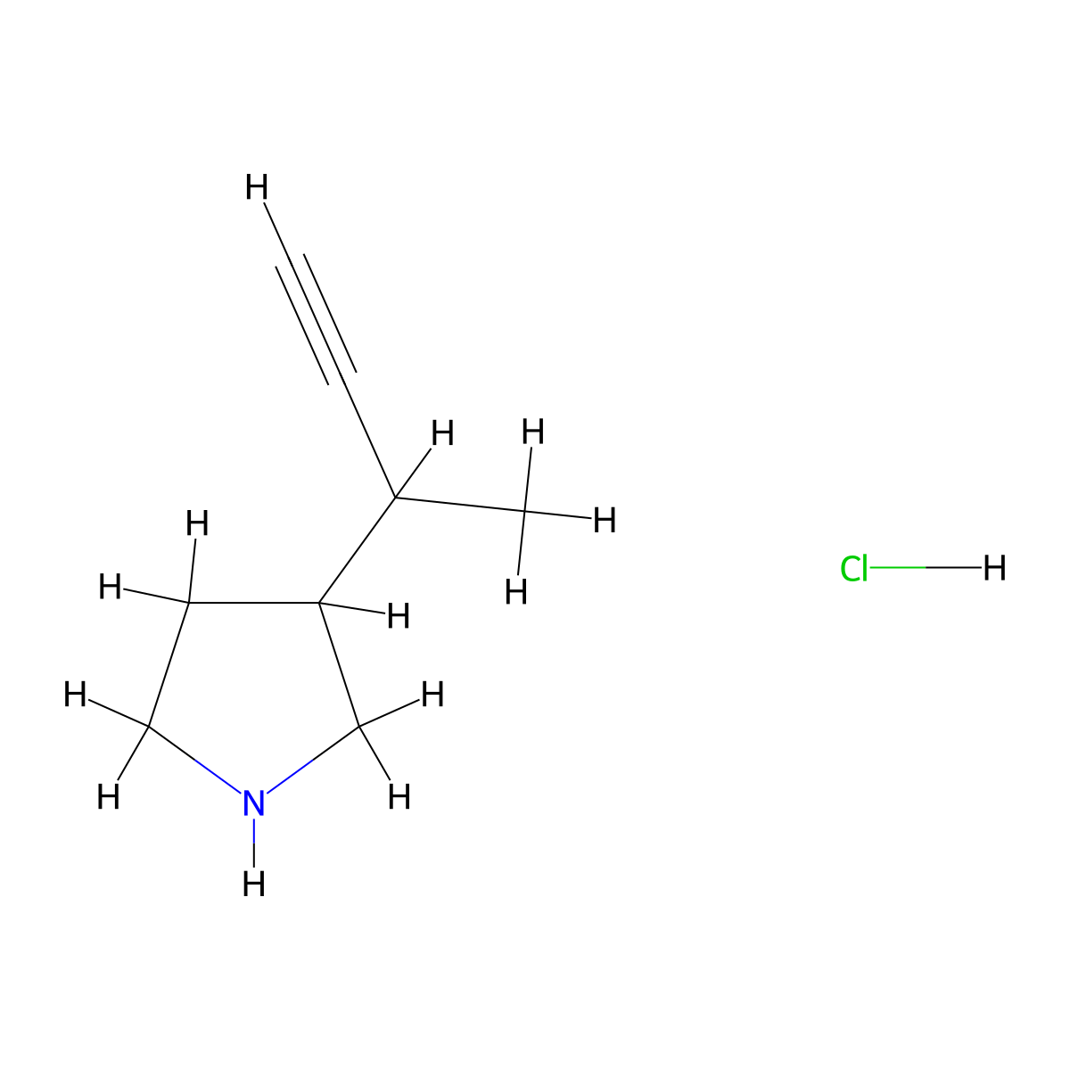 3-(But-3-yn-2-yl)pyrrolidine hydrochloride molecular structure, CAS 2932440-17-8