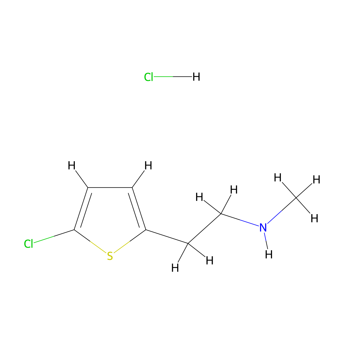[2-(5-Chlorothiophen-2-yl)ethyl](methyl)amine hydrochloride molecular structure, CAS 2932440-18-9