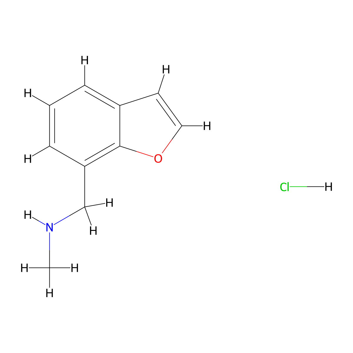 [(1-Benzofuran-7-yl)methyl](methyl)amine hydrochloride molecular structure, CAS 2932440-27-0