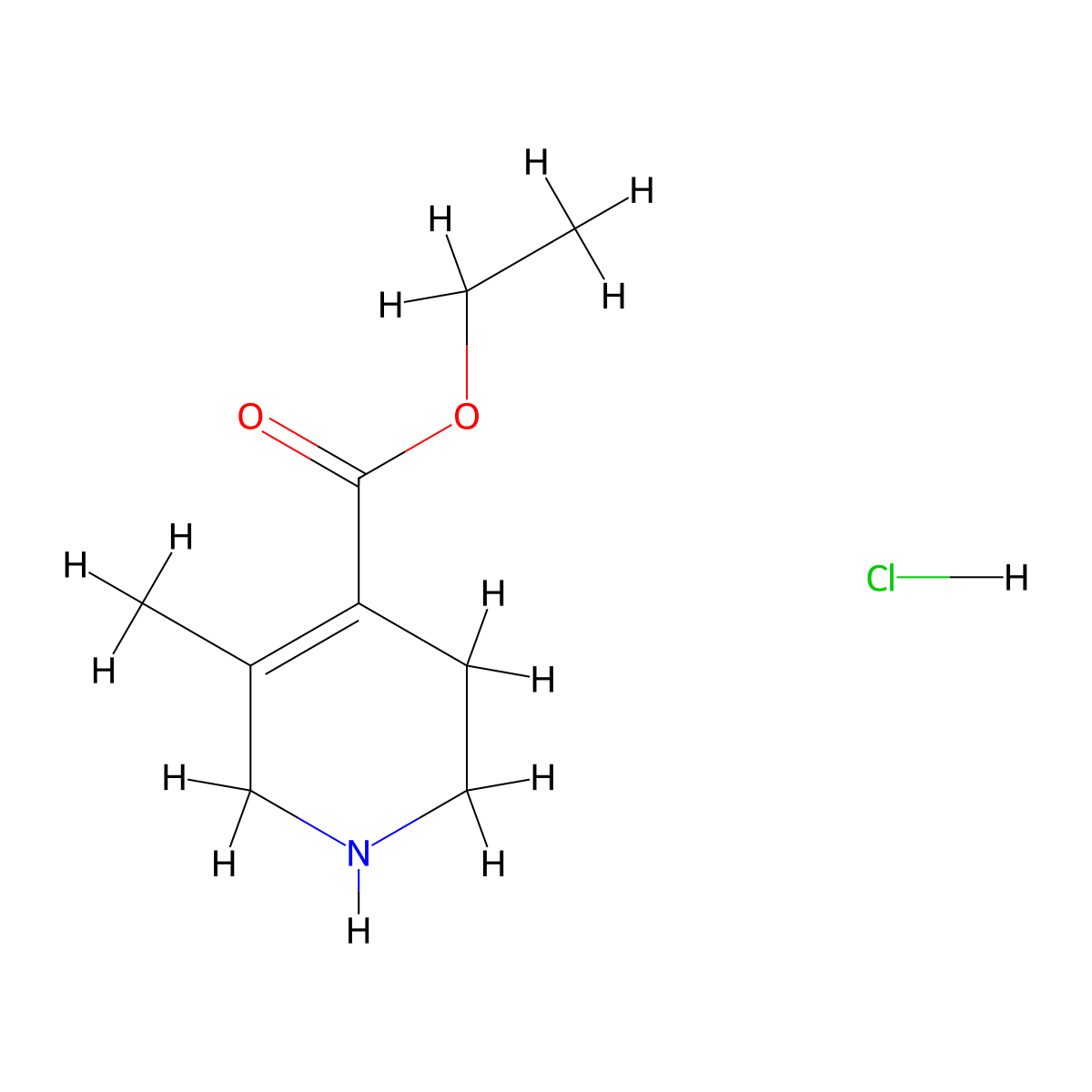 Ethyl 5-methyl-1,2,3,6-tetrahydropyridine-4-carboxylate hydrochloride molecular structure, CAS 2932440-29-2