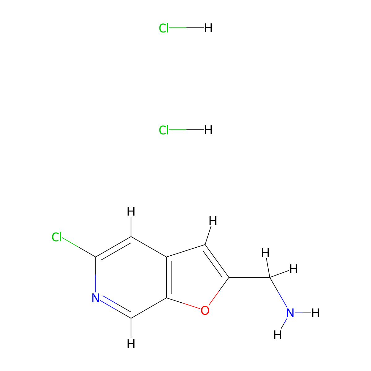1-{5-Chlorofuro[2,3-c]pyridin-2-yl}methanamine dihydrochloride molecular structure, CAS 2932440-31-6