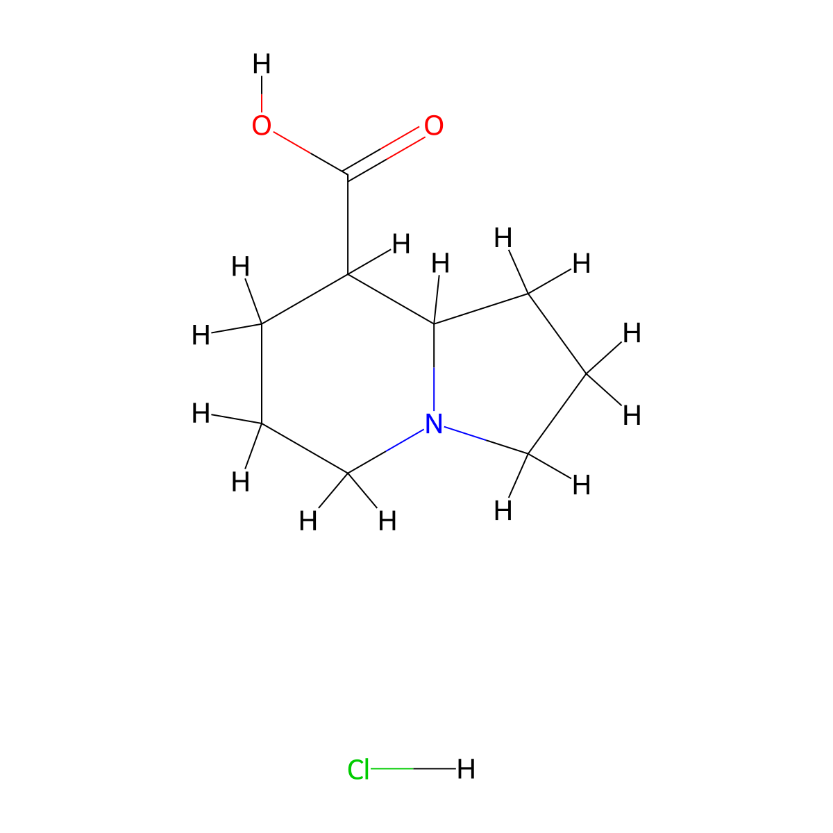 Octahydroindolizine-8-carboxylic acid hydrochloride molecular structure, CAS 2932440-38-3