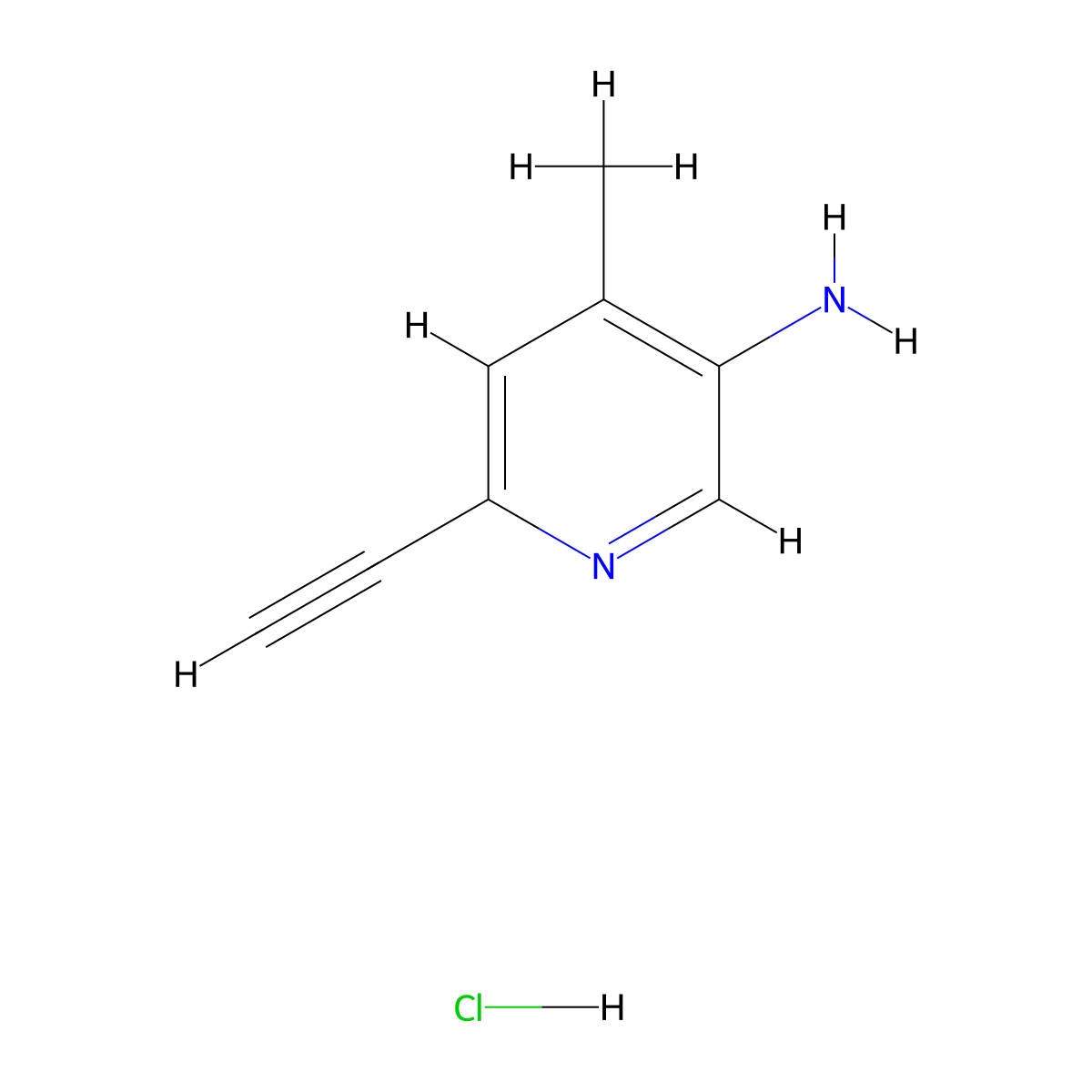 6-Ethynyl-4-methylpyridin-3-amine hydrochloride molecular structure, CAS 2932440-39-4