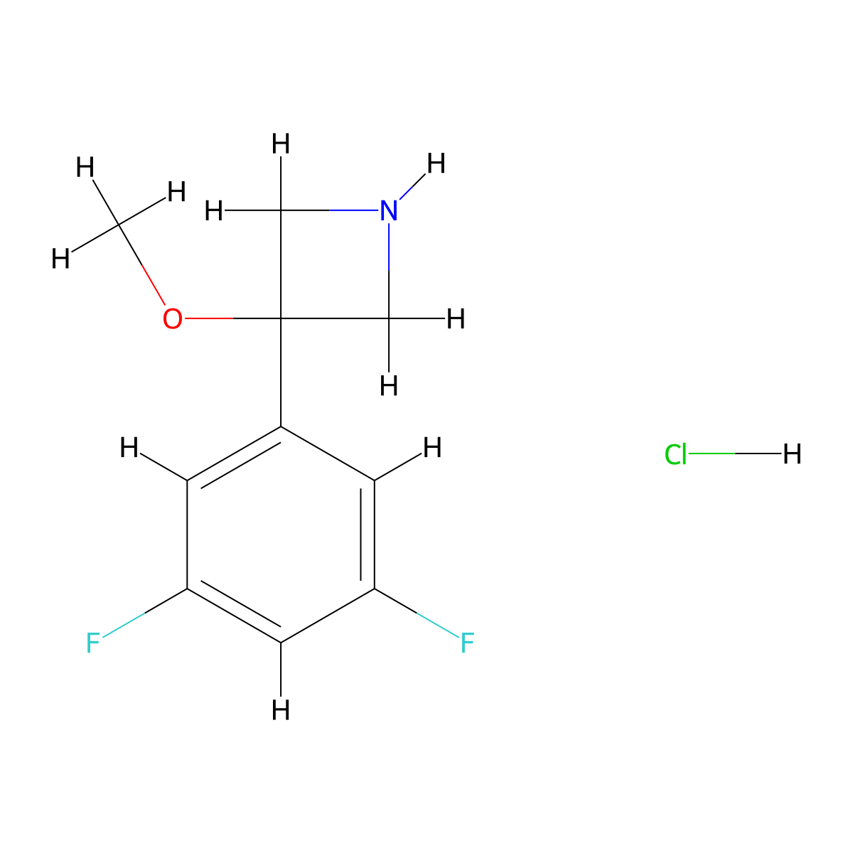 3-(3,5-Difluorophenyl)-3-methoxyazetidine hydrochloride molecular structure, CAS 2932440-47-4