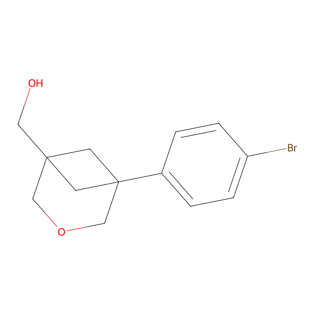 [5-(4-Bromophenyl)-3-oxabicyclo[3.1.1]heptan-1-yl]methanol molecular structure, CAS 2932440-58-7