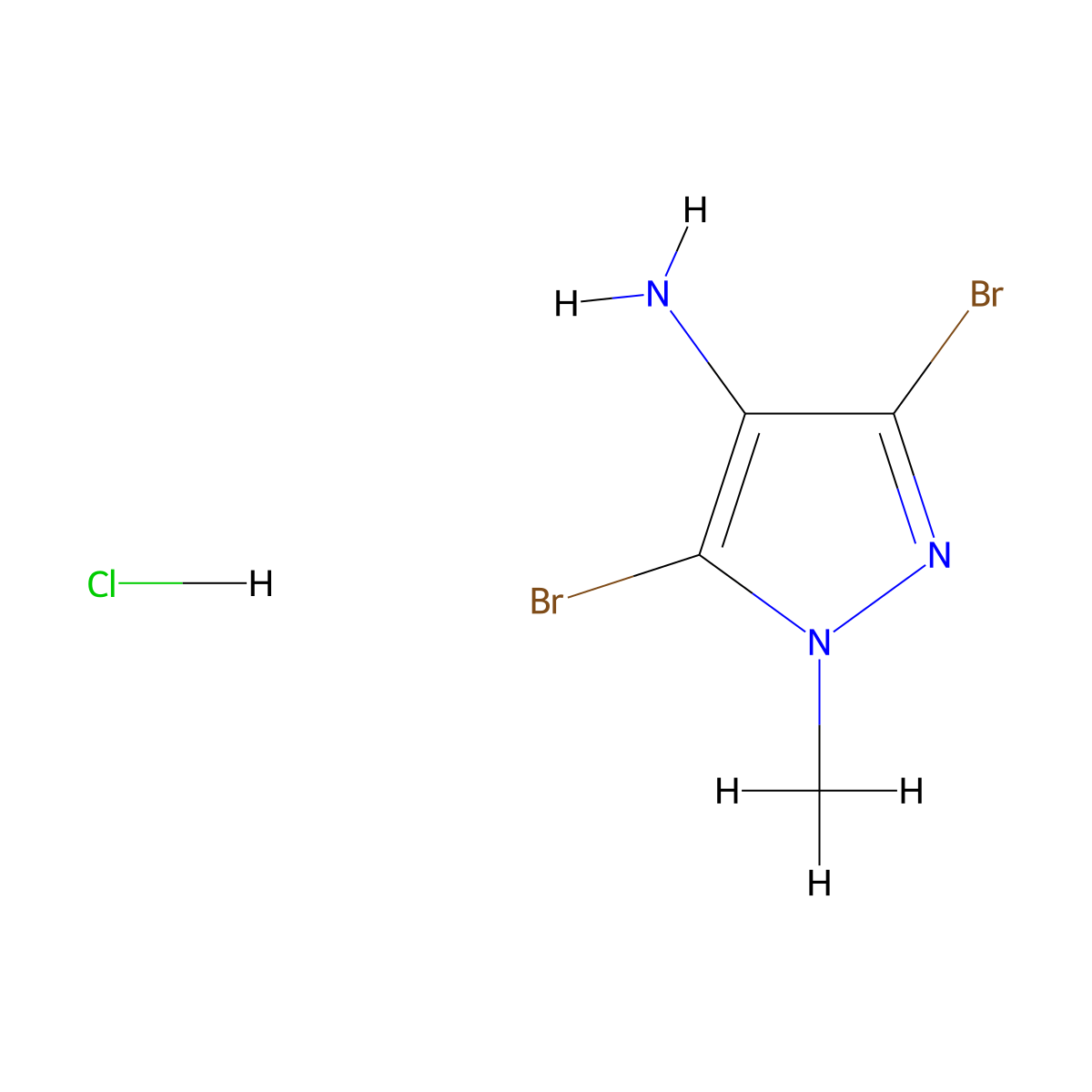 3,5-dibromo-1-methyl-1H-pyrazol-4-amine hydrochloride molecular structure, CAS 2932440-60-1