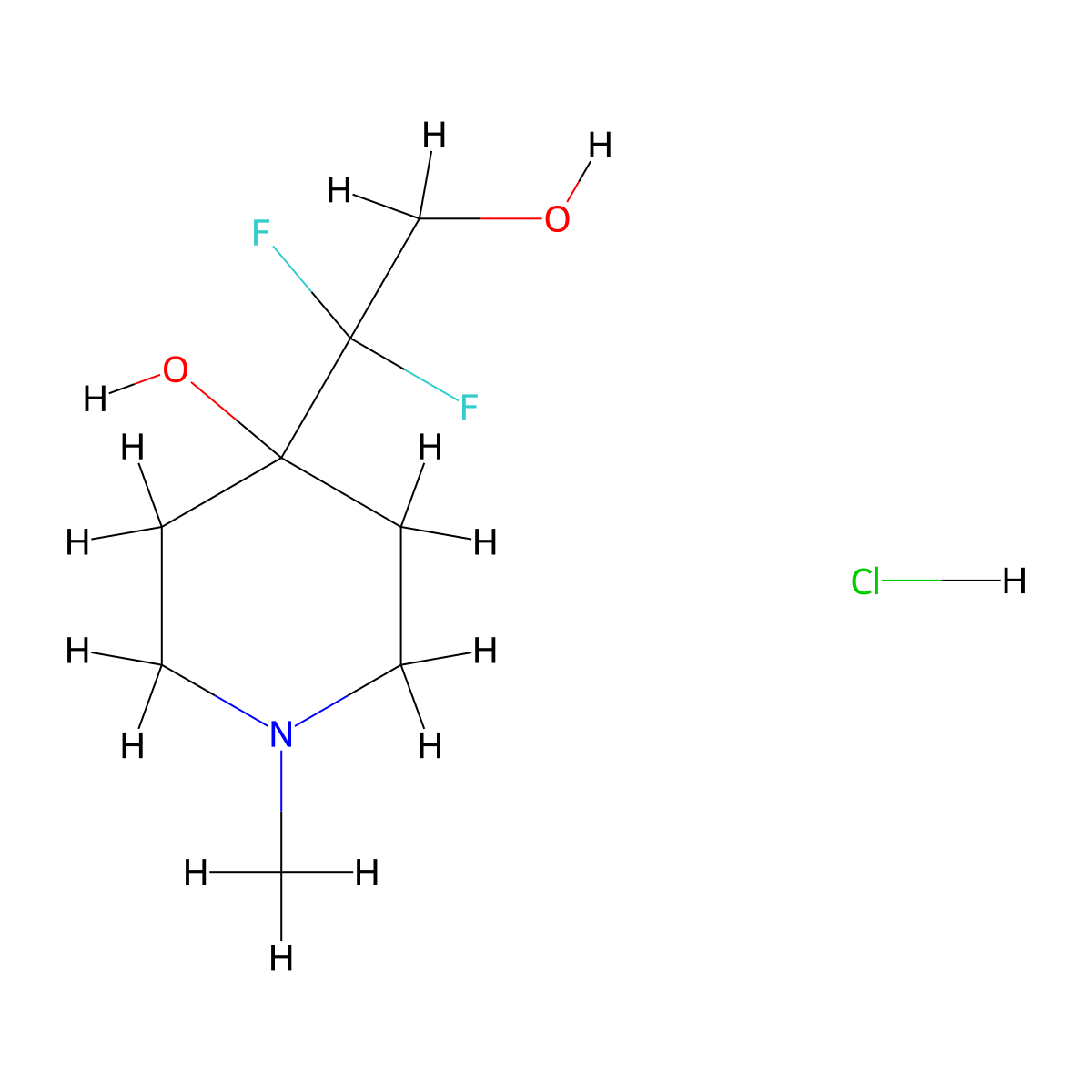 4-(1,1-Difluoro-2-hydroxyethyl)-1-methylpiperidin-4-ol hydrochloride molecular structure, CAS 2932440-64-5