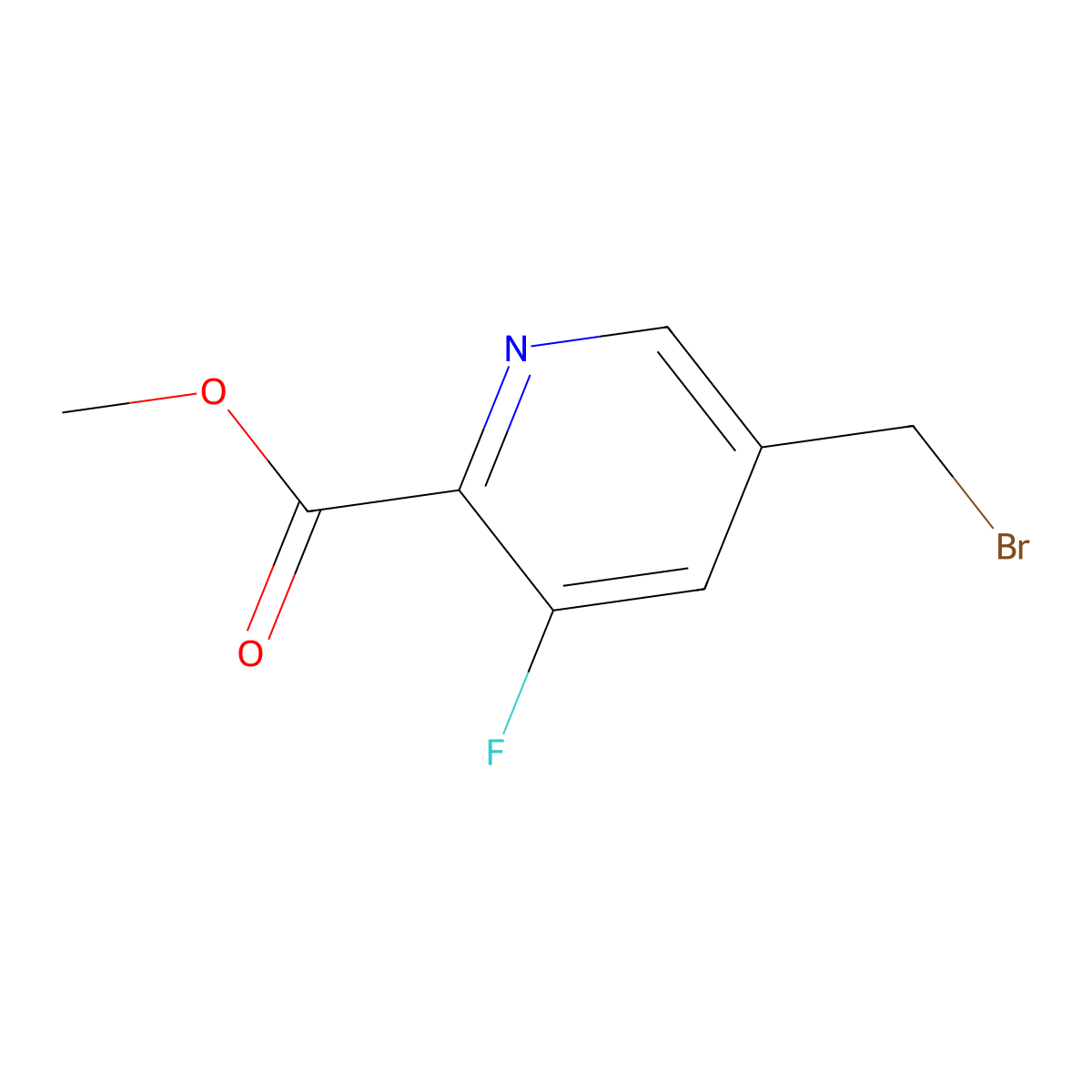 Methyl 5-(bromomethyl)-3-fluoropyridine-2-carboxylate molecular structure, CAS 2932440-68-9