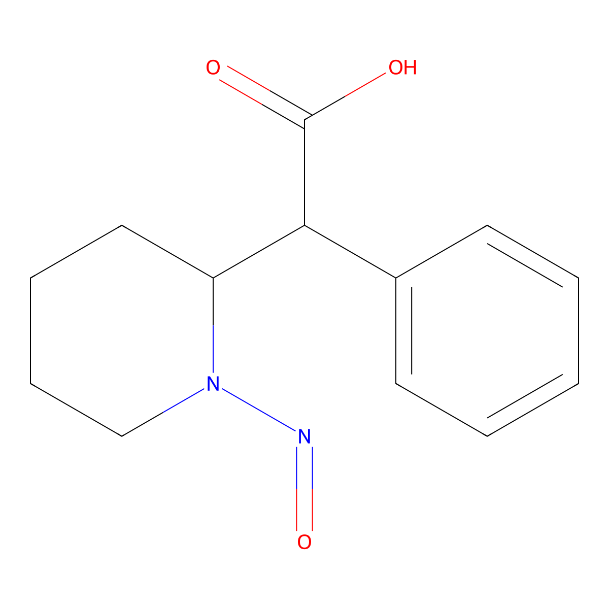 2-(1-Nitrosopiperidin-2-yl)-2-phenylacetic acid molecular structure, CAS 2932440-73-6