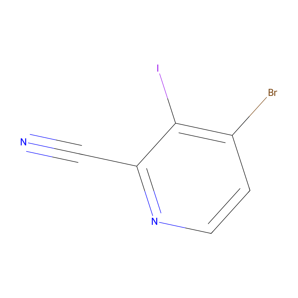 4-Bromo-3-iodopyridine-2-carbonitrile molecular structure, CAS 2932440-81-6