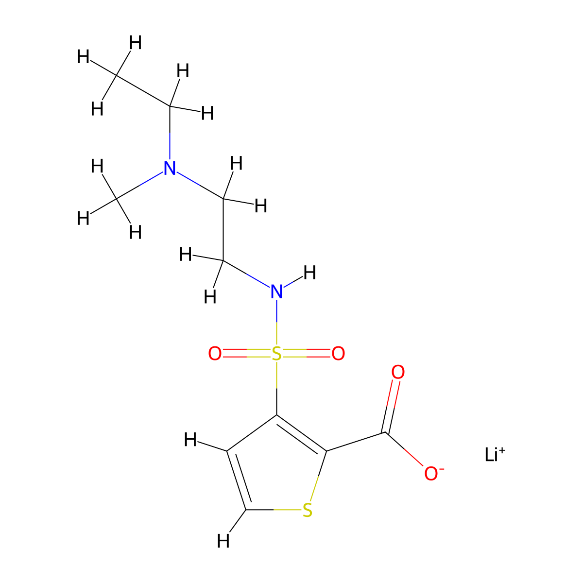 Lithium(1+) 3-({2-[ethyl(methyl)amino]ethyl}sulfamoyl)thiophene-2-carboxylate molecular structure, CAS 2932440-83-8