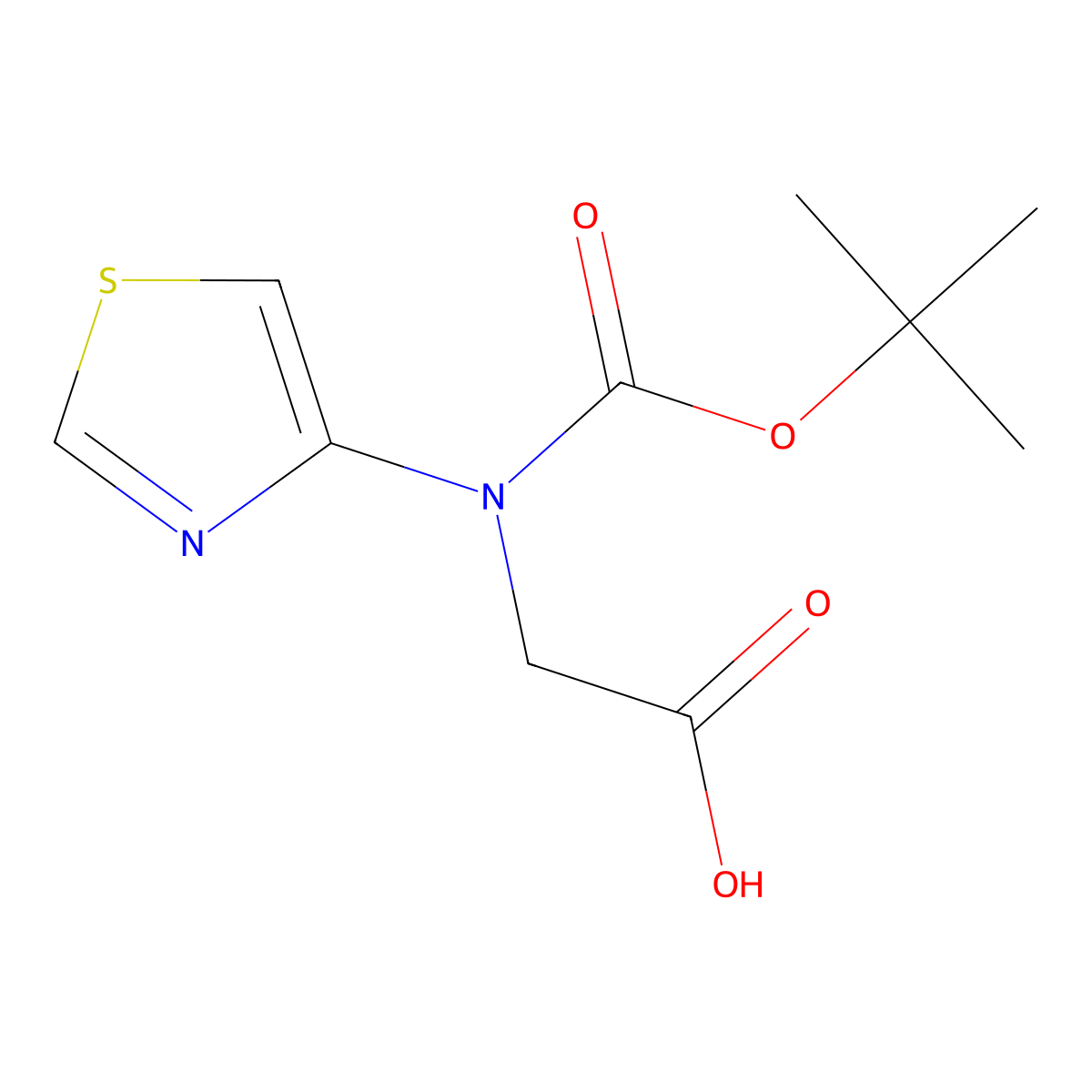 2-{[(Tert-butoxy)carbonyl](1,3-thiazol-4-yl)amino}acetic acid molecular structure, CAS 2932440-97-4