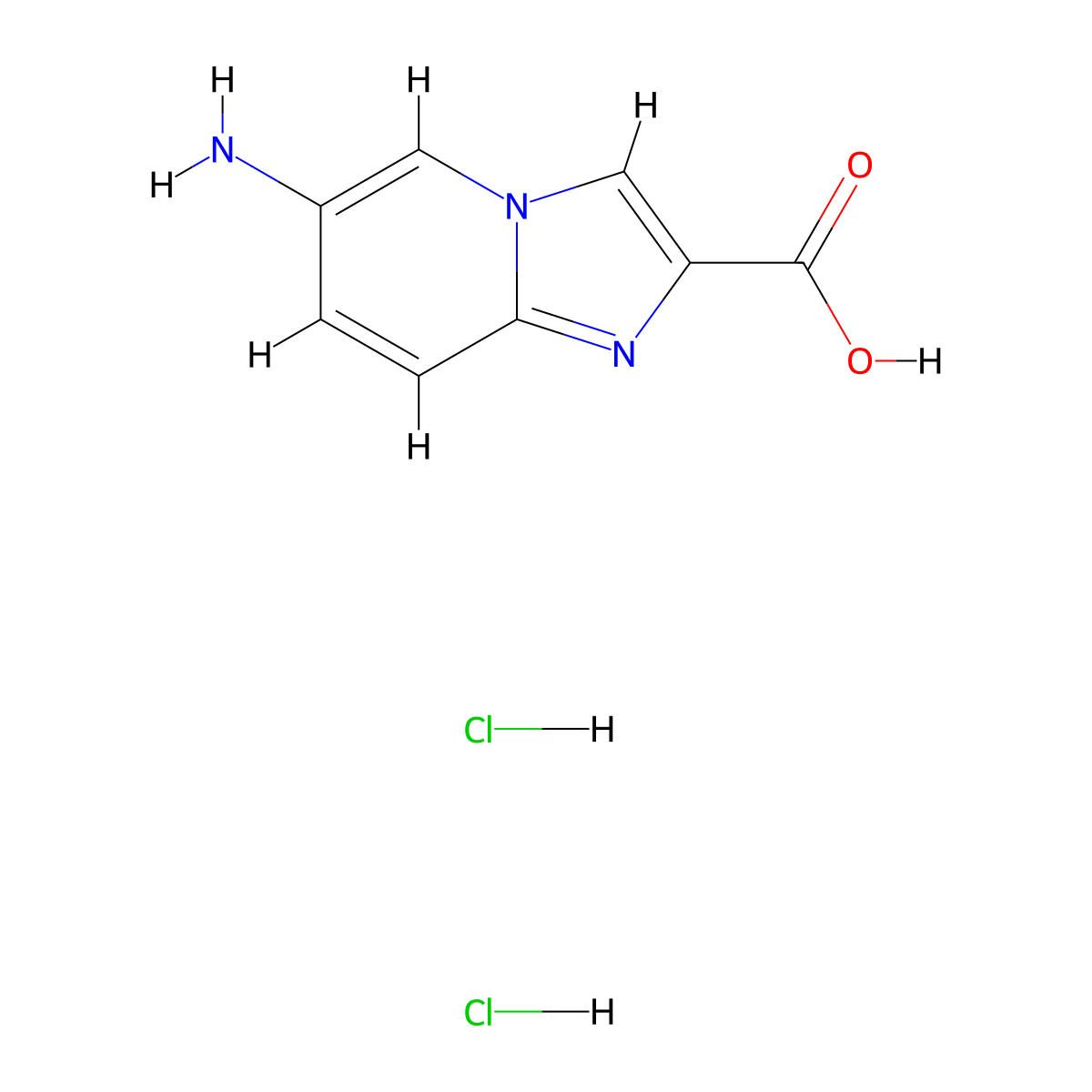6-Aminoimidazo[1,2-a]pyridine-2-carboxylic acid dihydrochloride molecular structure, CAS 2932441-03-5