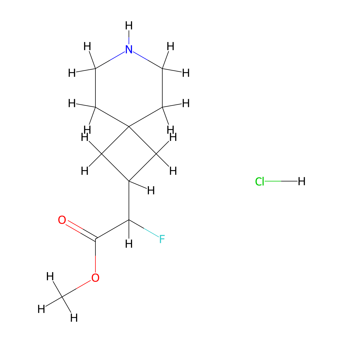 Methyl 2-{7-azaspiro[3.5]nonan-2-yl}-2-fluoroacetate hydrochloride molecular structure, CAS 2932441-05-7