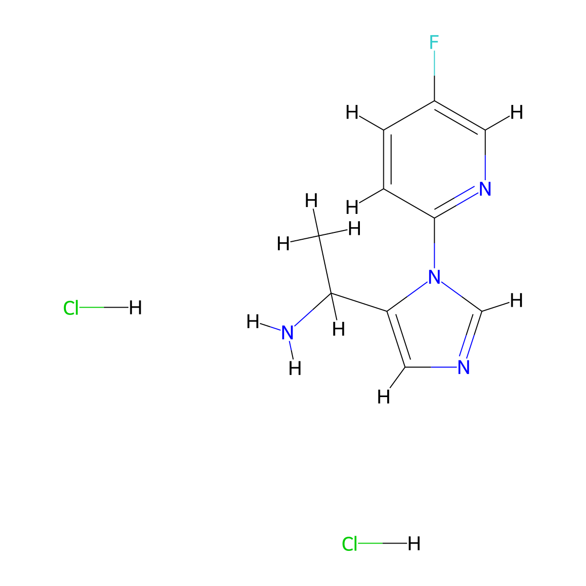 1-[1-(5-fluoropyridin-2-yl)-1H-imidazol-5-yl]ethan-1-amine dihydrochloride molecular structure, CAS 2932441-09-1