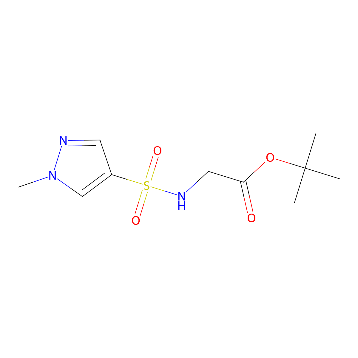 tert-butyl 2-(1-methyl-1H-pyrazole-4-sulfonamido)acetate molecular structure, CAS 2932441-20-6