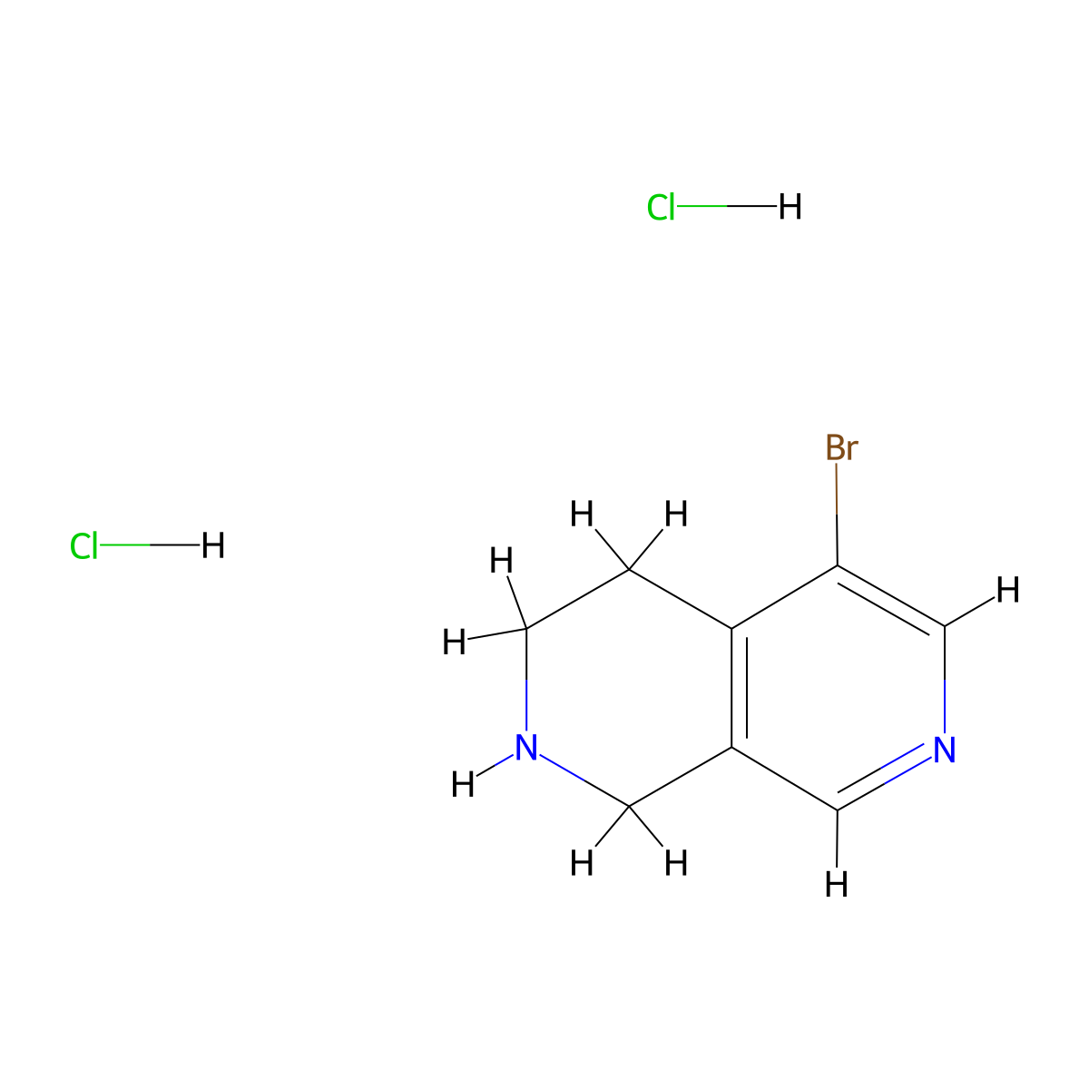 5-Bromo-1,2,3,4-tetrahydro-2,7-naphthyridine dihydrochloride molecular structure, CAS 2932441-23-9