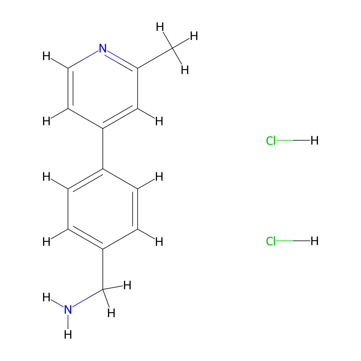 1-[4-(2-Methylpyridin-4-yl)phenyl]methanamine dihydrochloride molecular structure, CAS 2932441-24-0