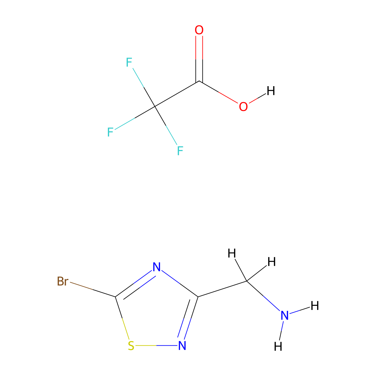 1-(5-Bromo-1,2,4-thiadiazol-3-yl)methanamine, trifluoroacetic acid molecular structure, CAS 2932441-28-4