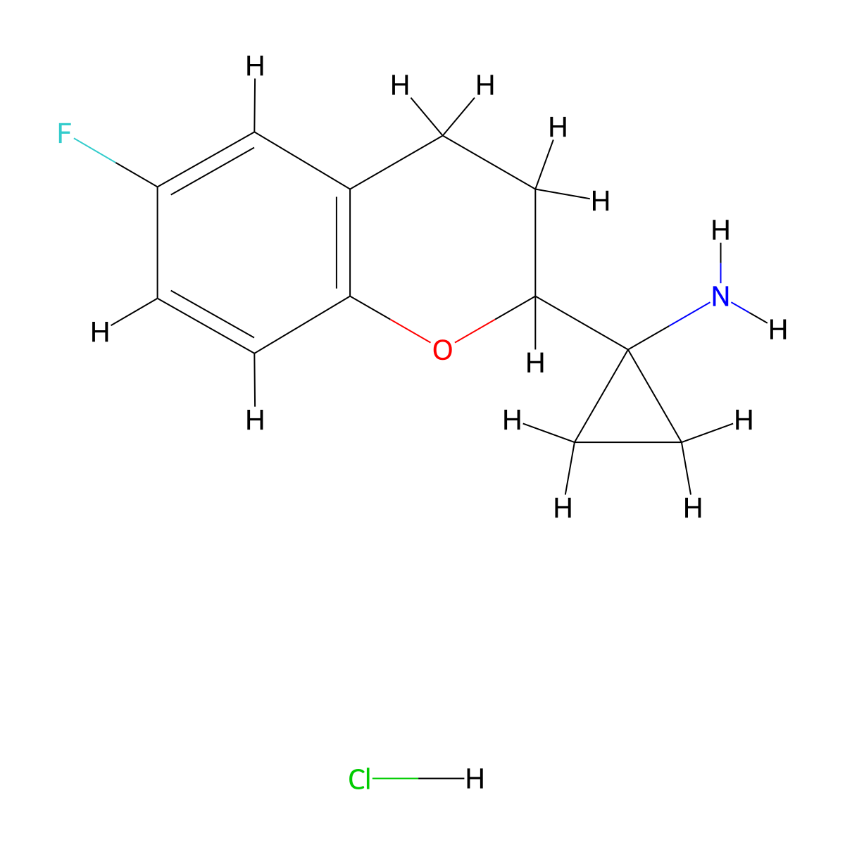1-(6-fluoro-3,4-dihydro-2H-1-benzopyran-2-yl)cyclopropan-1-amine hydrochloride molecular structure, CAS 2932441-31-9
