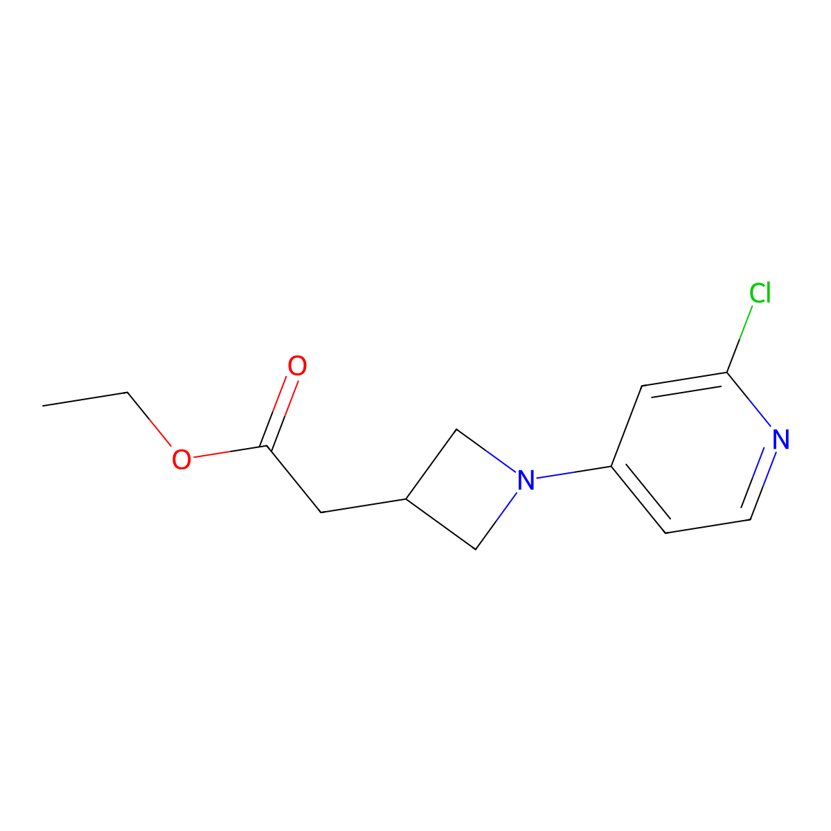 Ethyl 2-[1-(2-chloropyridin-4-yl)azetidin-3-yl]acetate molecular structure, CAS 2932441-36-4