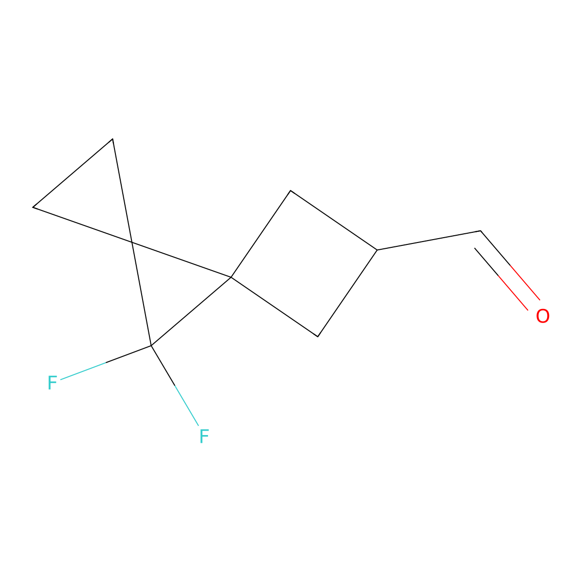 8,8-Difluorodispiro[2.0.3^{4}.1^{3}]octane-6-carbaldehyde molecular structure, CAS 2932441-37-5