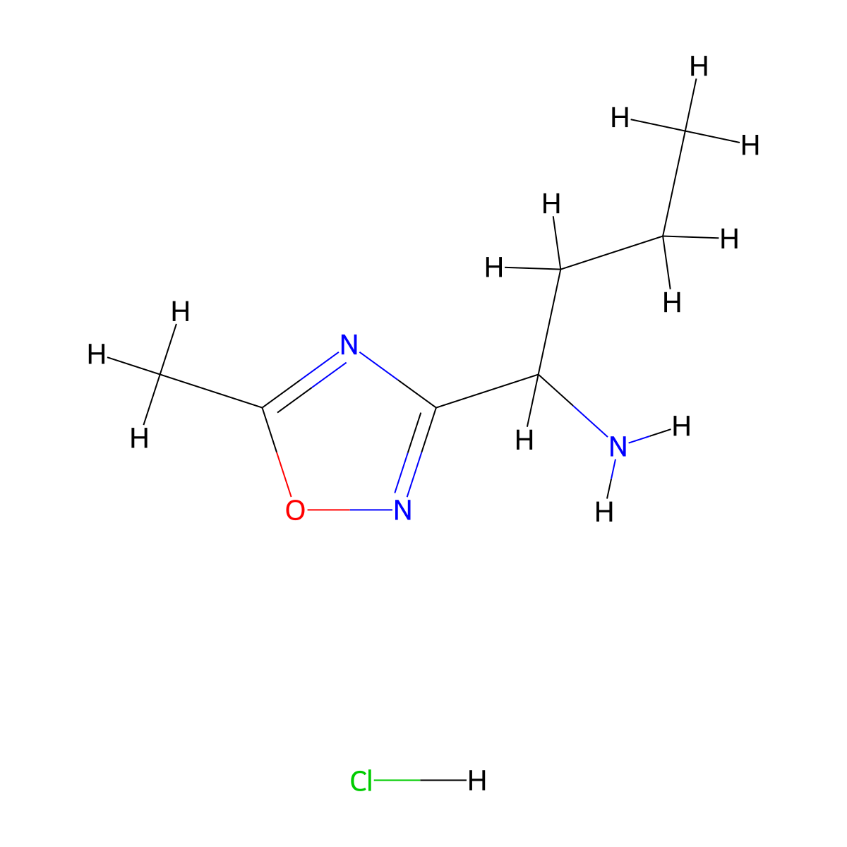 1-(5-Methyl-1,2,4-oxadiazol-3-yl)butan-1-amine hydrochloride molecular structure, CAS 2932441-39-7