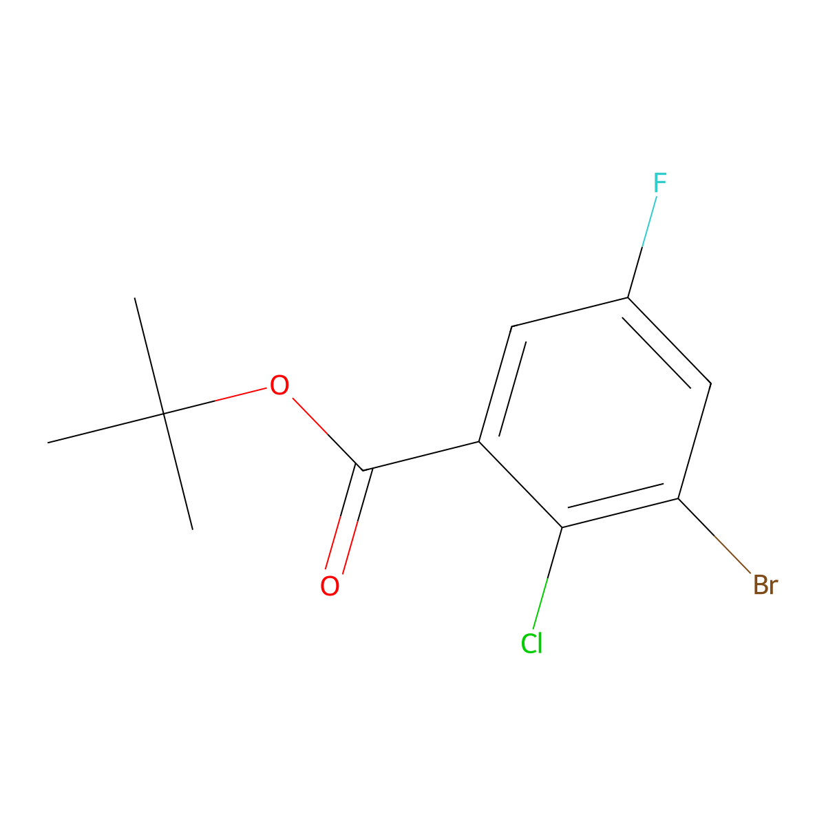 Tert-butyl 3-bromo-2-chloro-5-fluorobenzoate molecular structure, CAS 2932441-41-1