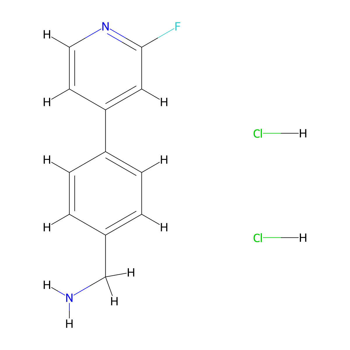 1-[4-(2-Fluoropyridin-4-yl)phenyl]methanamine dihydrochloride molecular structure, CAS 2932441-55-7