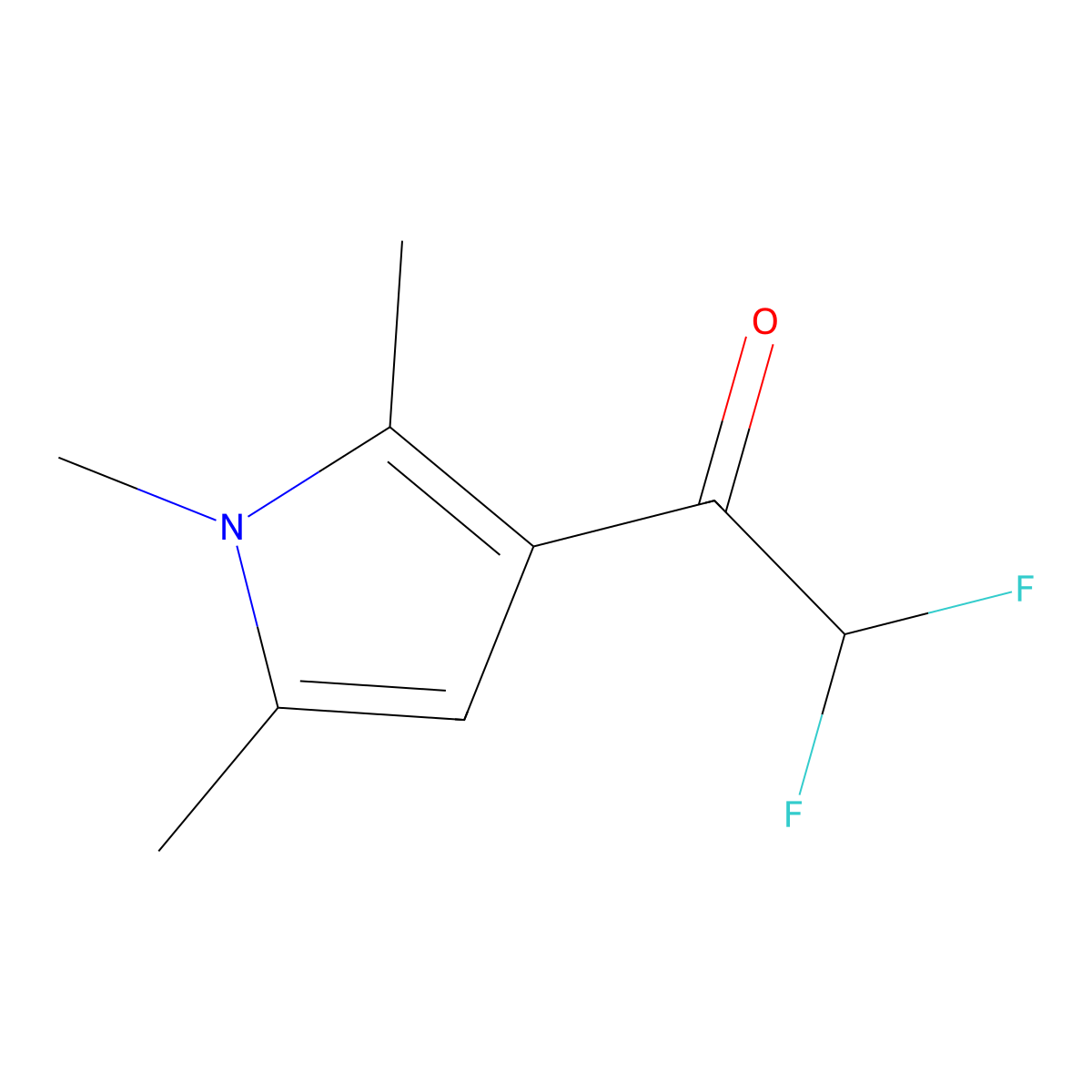 2,2-difluoro-1-(1,2,5-trimethyl-1H-pyrrol-3-yl)ethan-1-one molecular structure, CAS 2932441-57-9