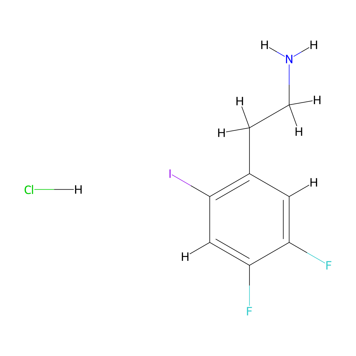 2-(4,5-Difluoro-2-iodophenyl)ethan-1-amine hydrochloride molecular structure, CAS 2932441-58-0