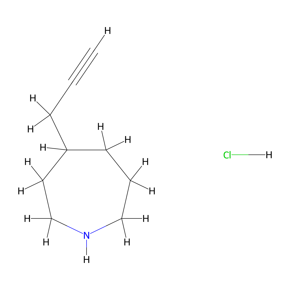 4-(Prop-2-yn-1-yl)azepane hydrochloride molecular structure, CAS 2932441-63-7