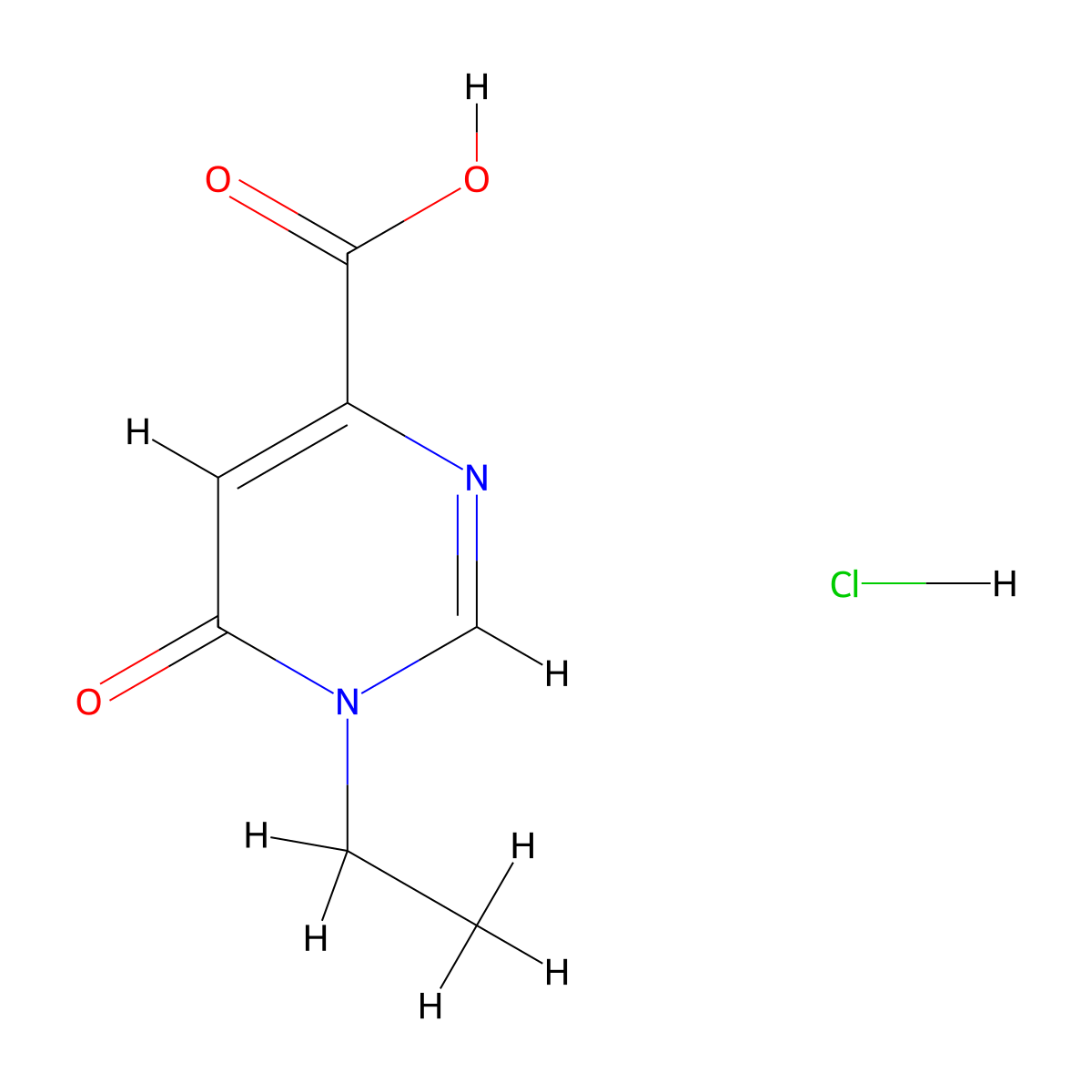 1-Ethyl-6-oxo-1,6-dihydropyrimidine-4-carboxylic acid hydrochloride molecular structure, CAS 2932441-72-8