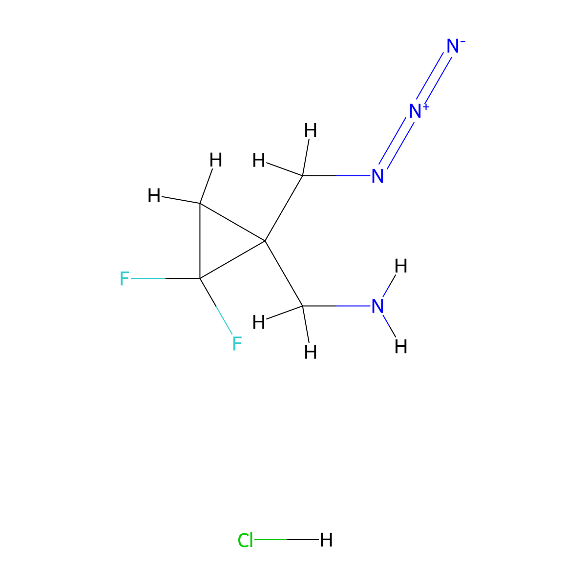 [1-(Azidomethyl)-2,2-difluorocyclopropyl]methanamine;hydrochloride molecular structure, CAS 2932441-82-0