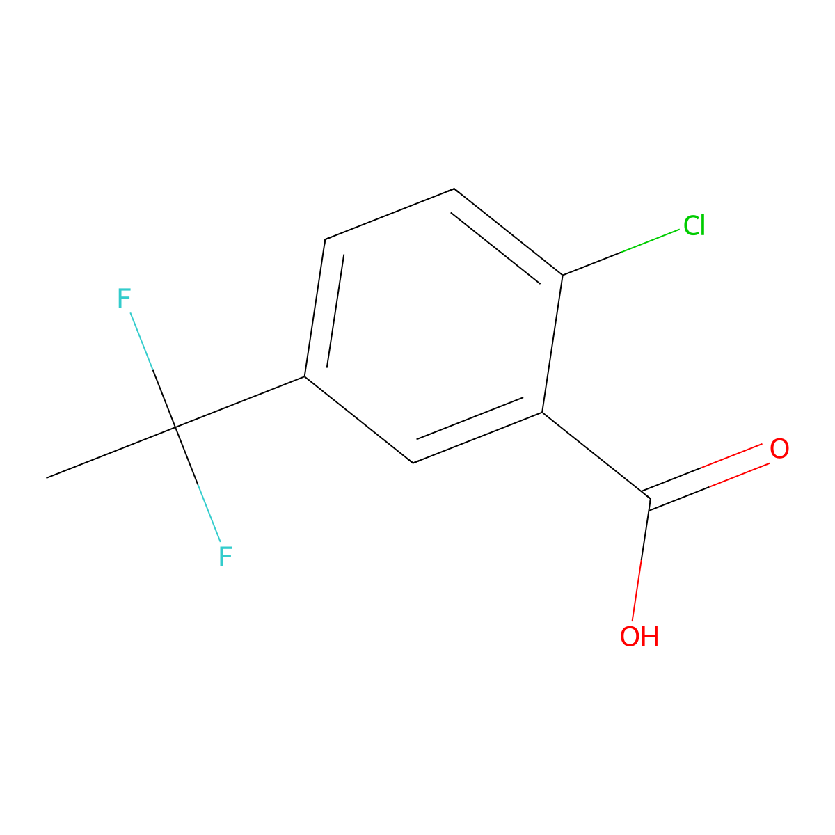 2-Chloro-5-(1,1-difluoroethyl)benzoic acid molecular structure, CAS 2932441-84-2