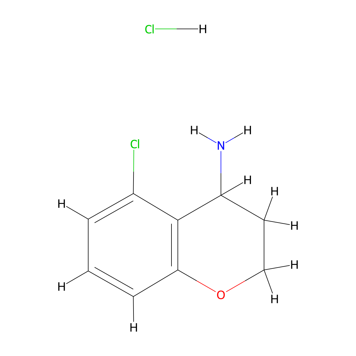 5-chloro-3,4-dihydro-2H-chromen-4-amine;hydrochloride molecular structure, CAS 2932441-85-3