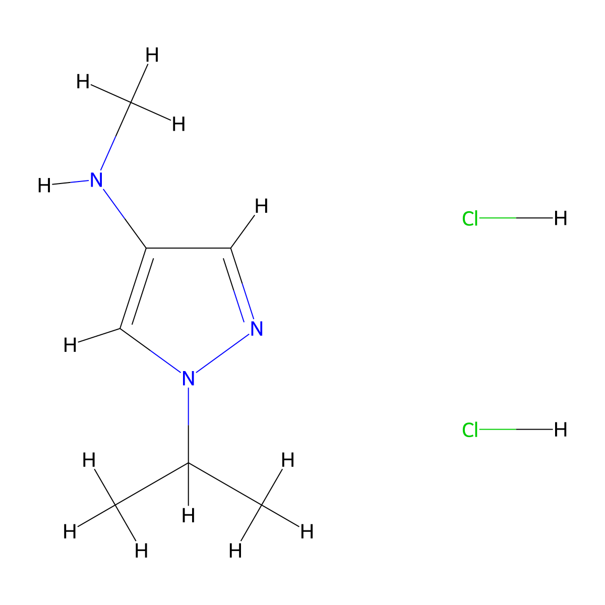 N-methyl-1-propan-2-ylpyrazol-4-amine;dihydrochloride molecular structure, CAS 2932441-87-5