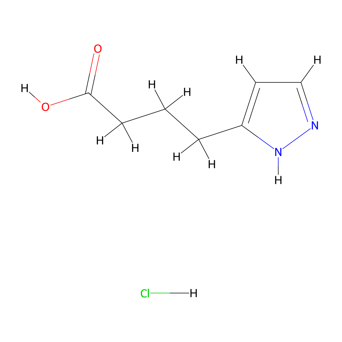 4-(1H-pyrazol-5-yl)butanoic acid;hydrochloride molecular structure, CAS 2932441-90-0