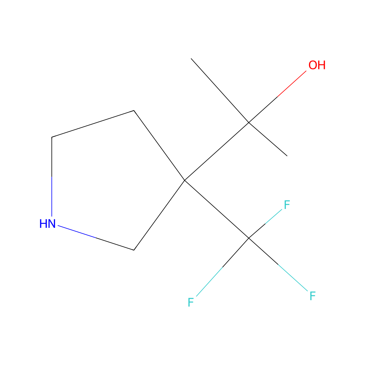 2-[3-(Trifluoromethyl)pyrrolidin-3-yl]propan-2-ol molecular structure, CAS 2932441-93-3