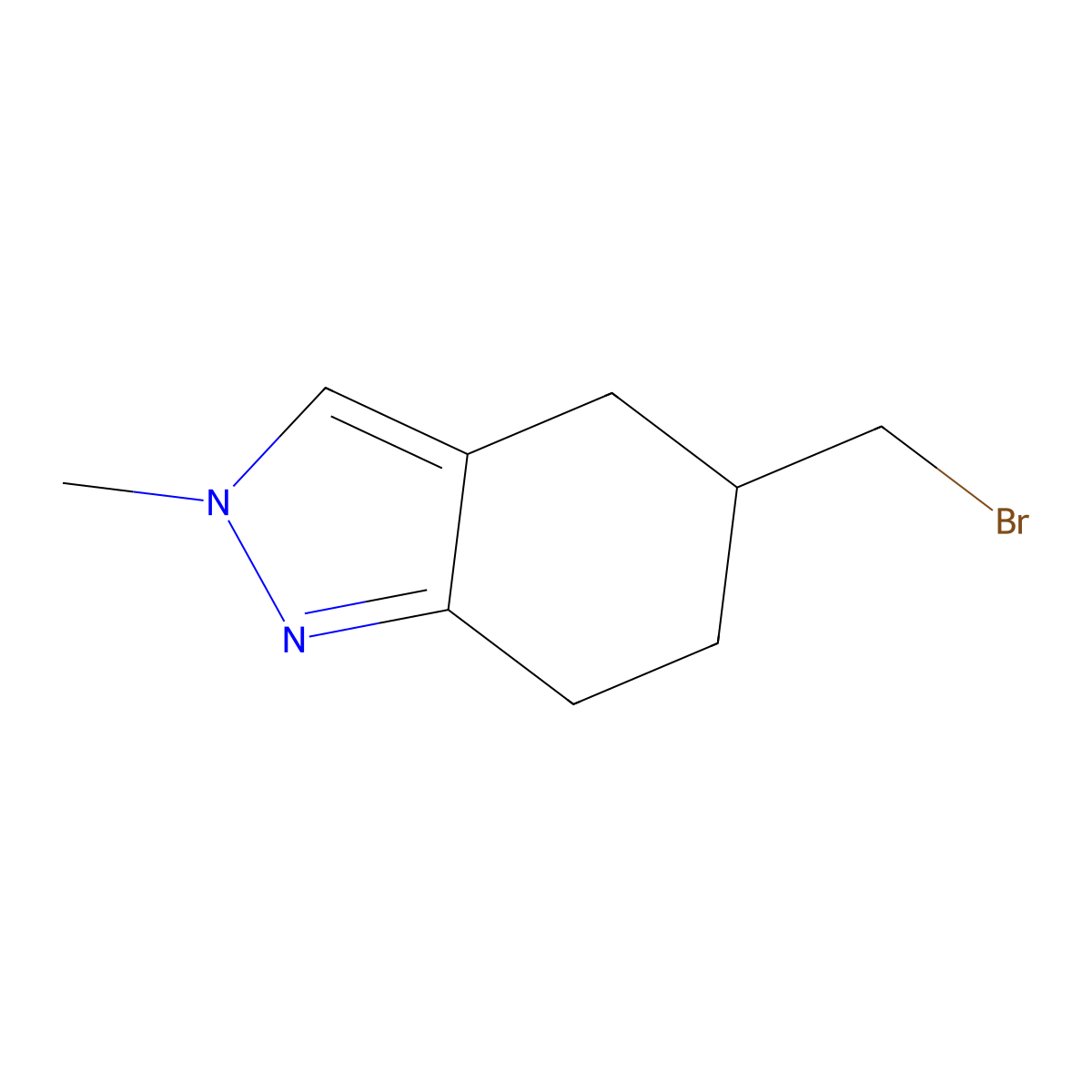 5-(bromomethyl)-2-methyl-4,5,6,7-tetrahydro-2H-indazole molecular structure, CAS 2932441-95-5