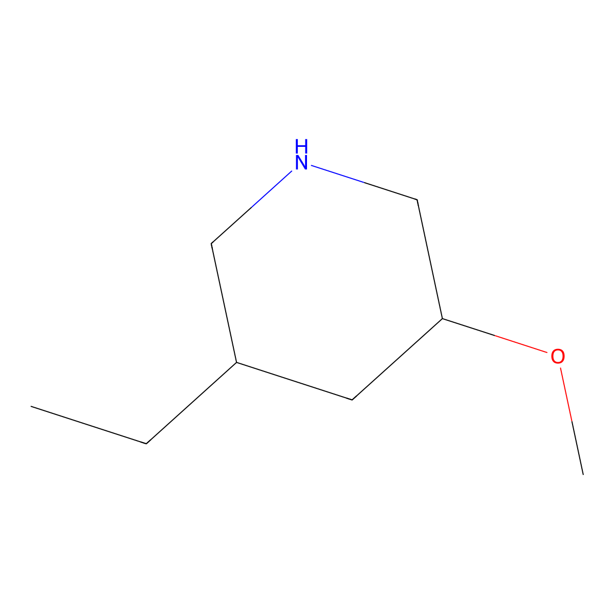 3-Ethyl-5-methoxypiperidine molecular structure, CAS 2932442-06-1