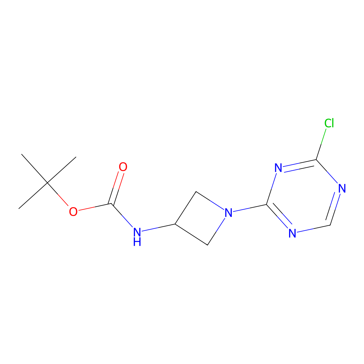 tert-butyl N-[1-(4-chloro-1,3,5-triazin-2-yl)azetidin-3-yl]carbamate molecular structure, CAS 2932442-09-4
