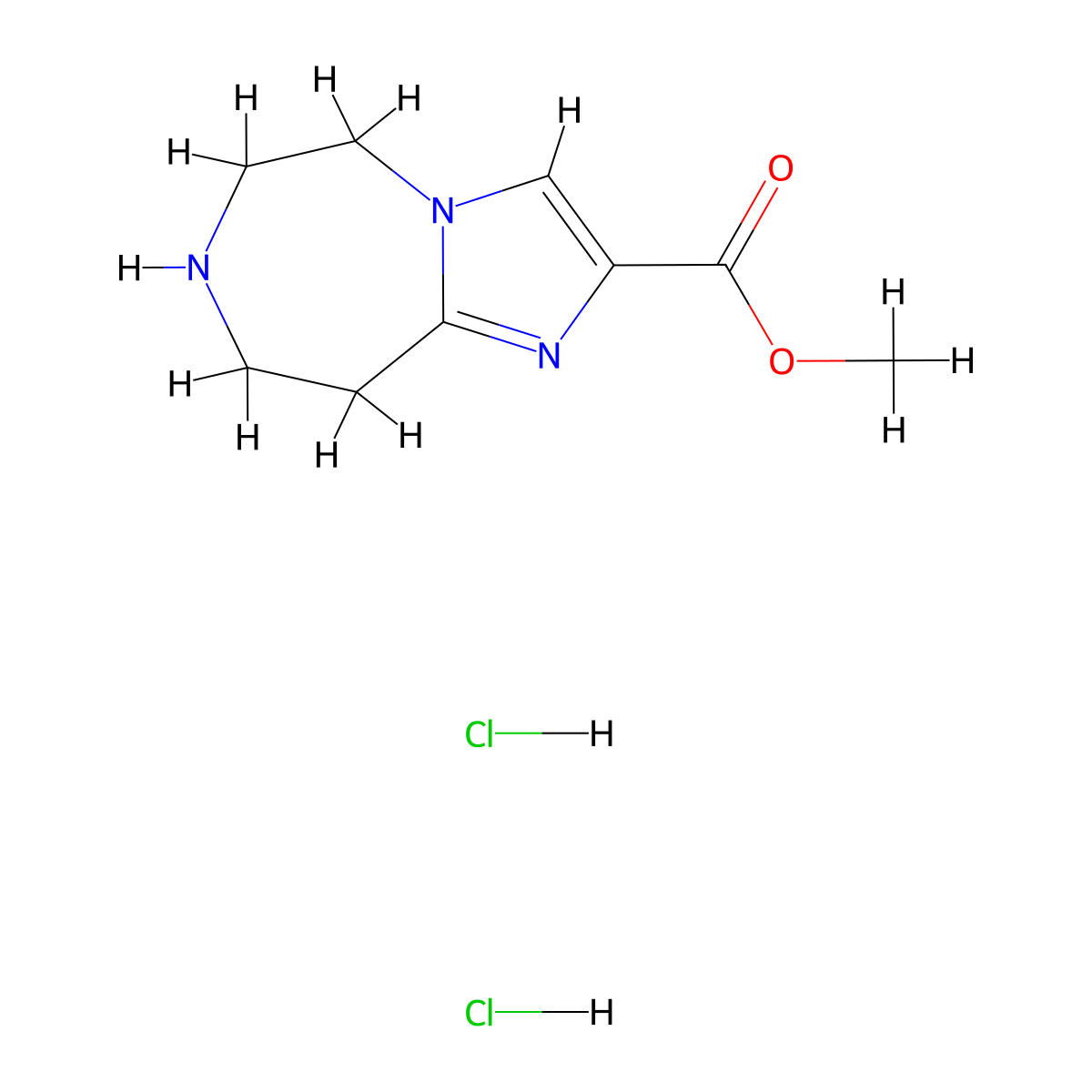methyl 6,7,8,9-tetrahydro-5H-imidazo[1,2-d][1,4]diazepine-2-carboxylate;dihydrochloride molecular structure, CAS 2932442-14-1