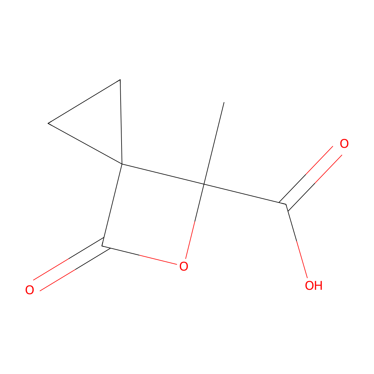 4-Methyl-6-oxo-5-oxaspiro[2.3]hexane-4-carboxylic acid molecular structure, CAS 2932442-18-5