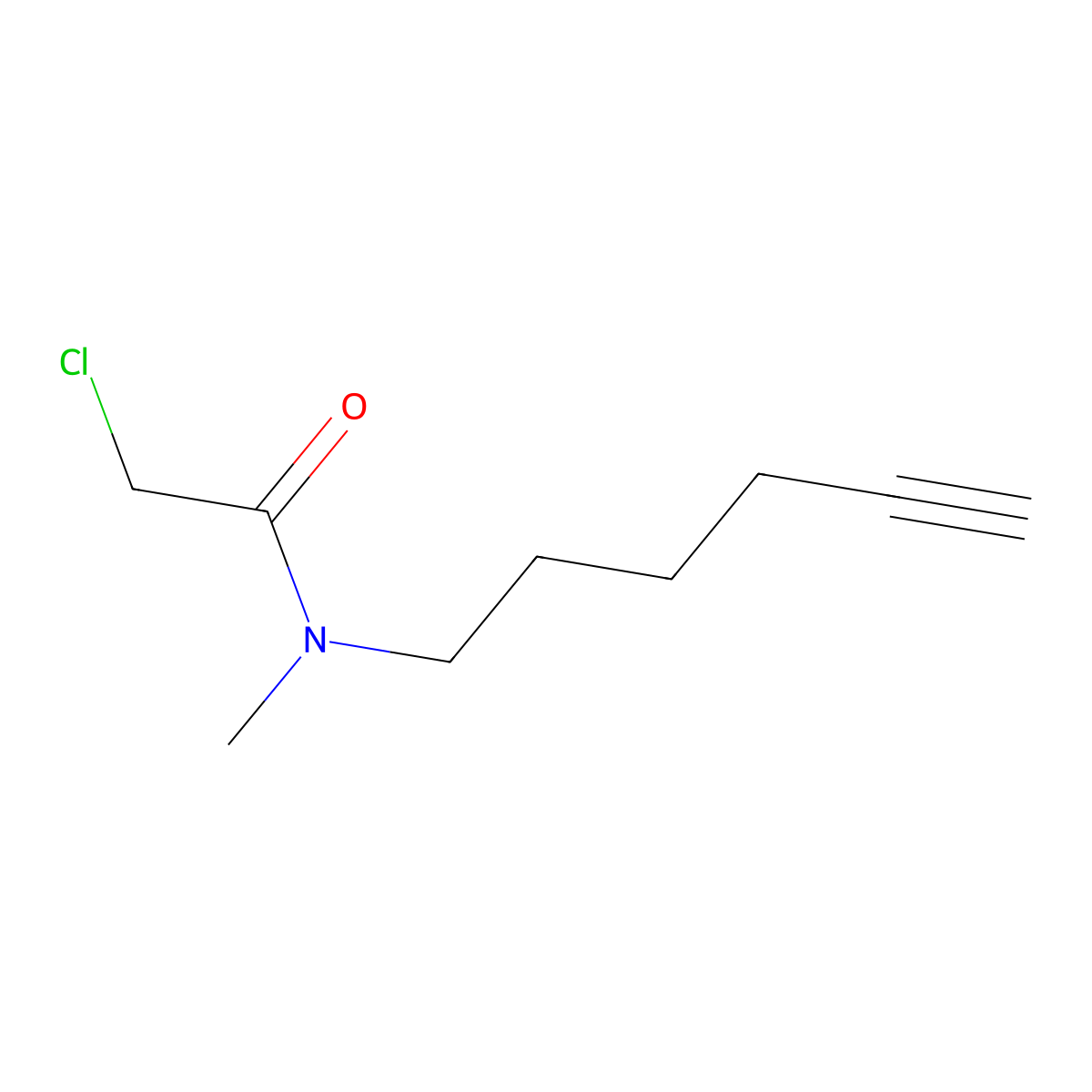 2-chloro-N-(hex-5-yn-1-yl)-N-methylacetamide molecular structure, CAS 2932442-19-6