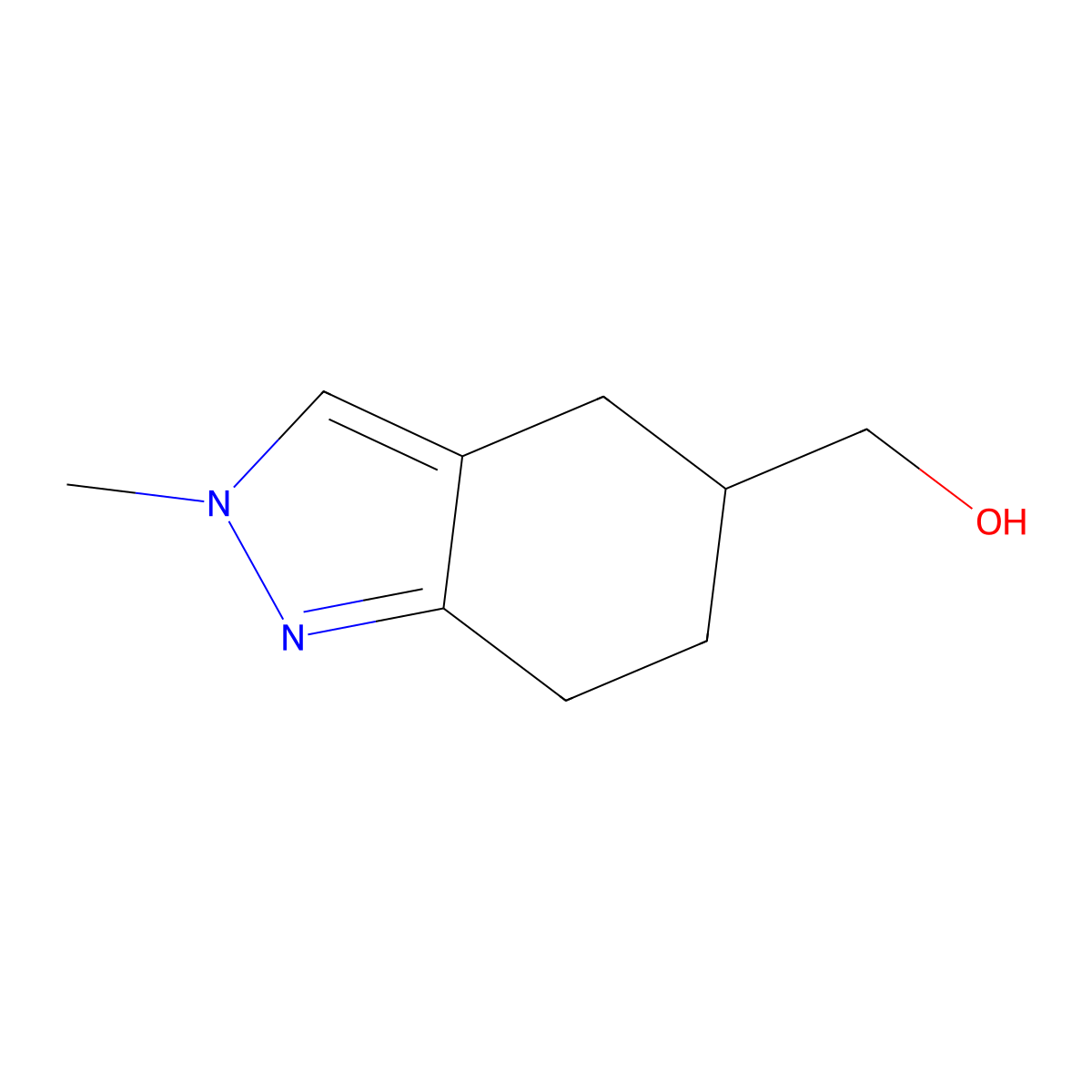 (2-methyl-4,5,6,7-tetrahydro-2H-indazol-5-yl)methanol molecular structure, CAS 2932442-21-0